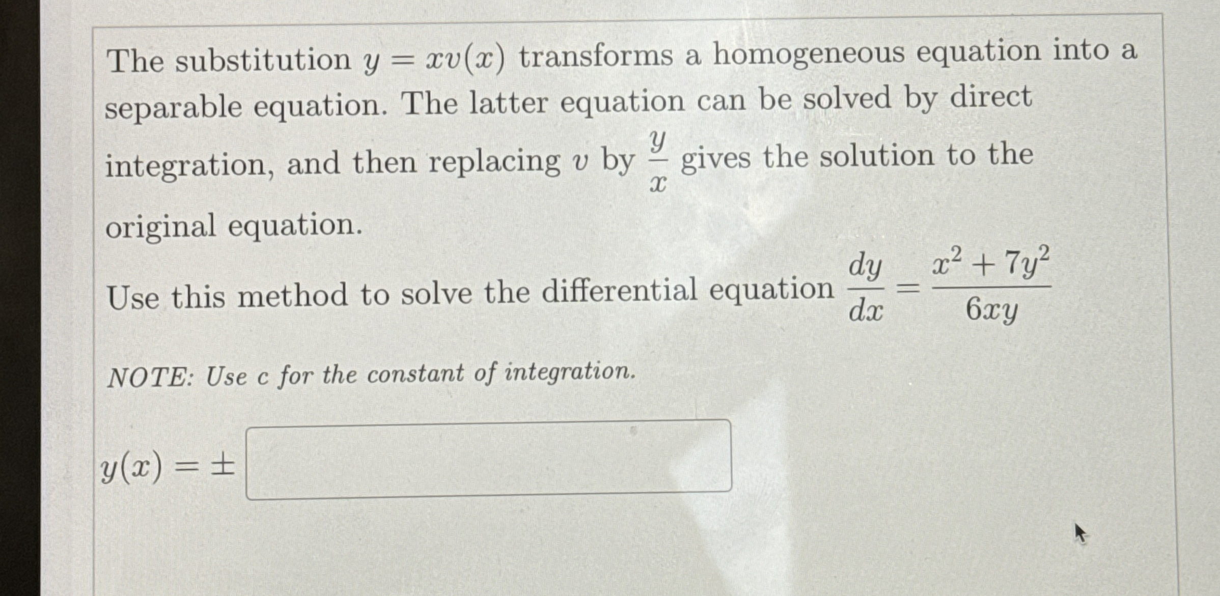 The substitution y = x v ( x ) transforms a