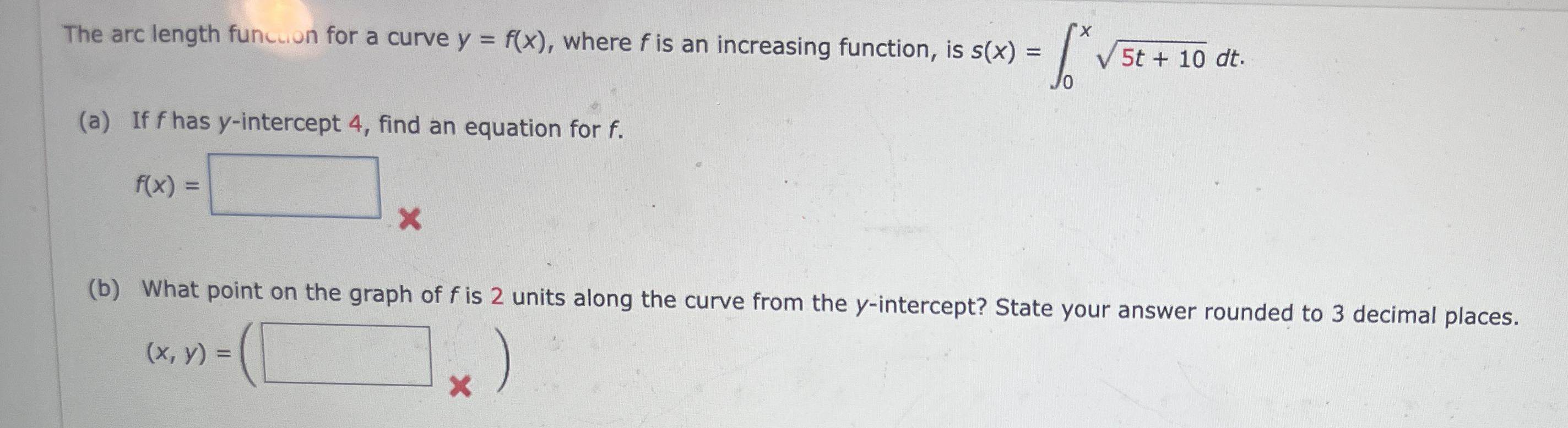 The arc length funcuon for a curve y = f ( x ) ,