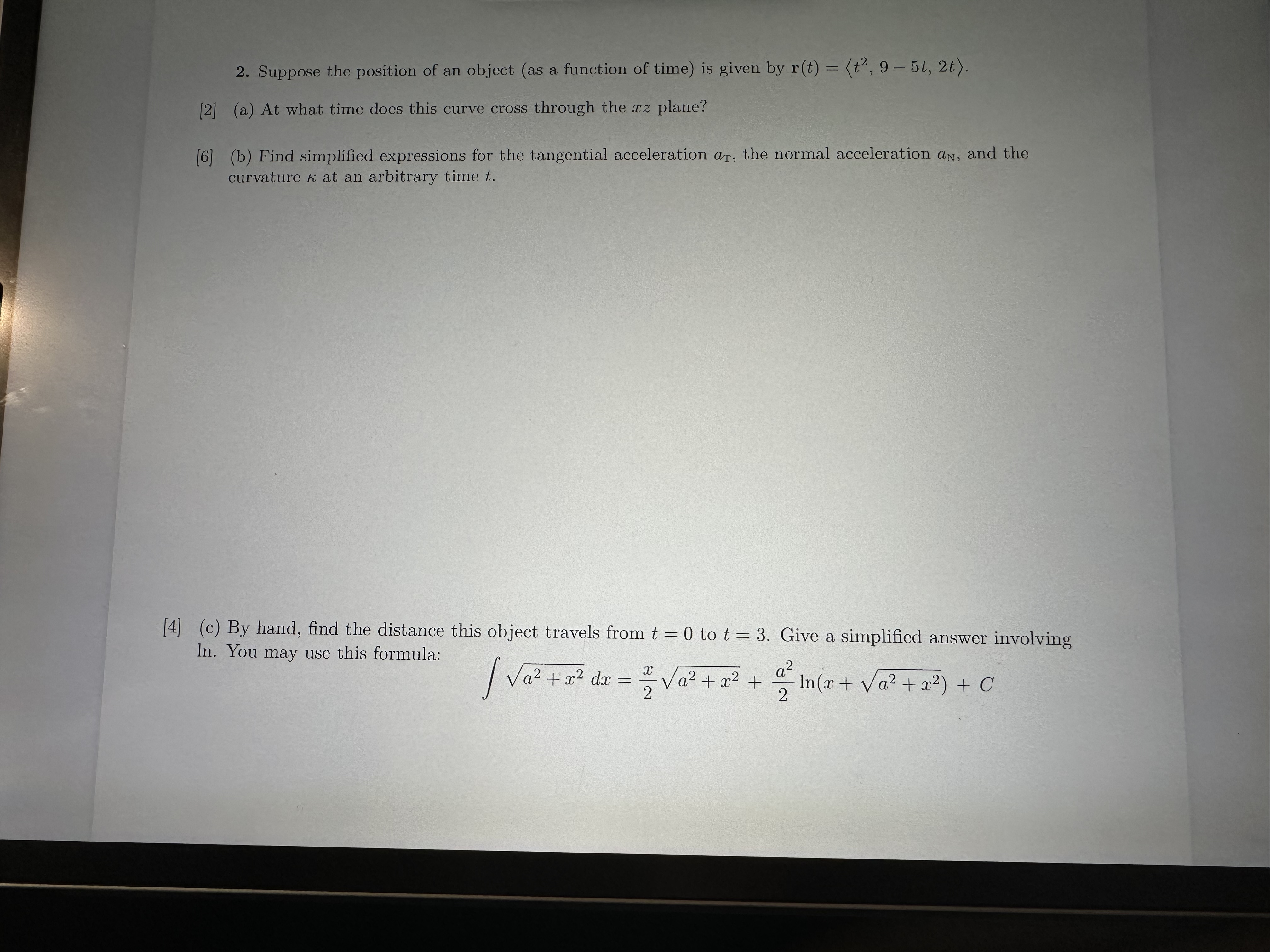 Suppose the position of an object ( as a function