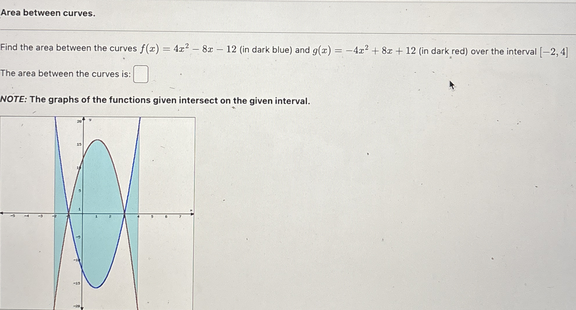 Area between curves. Find the area between the