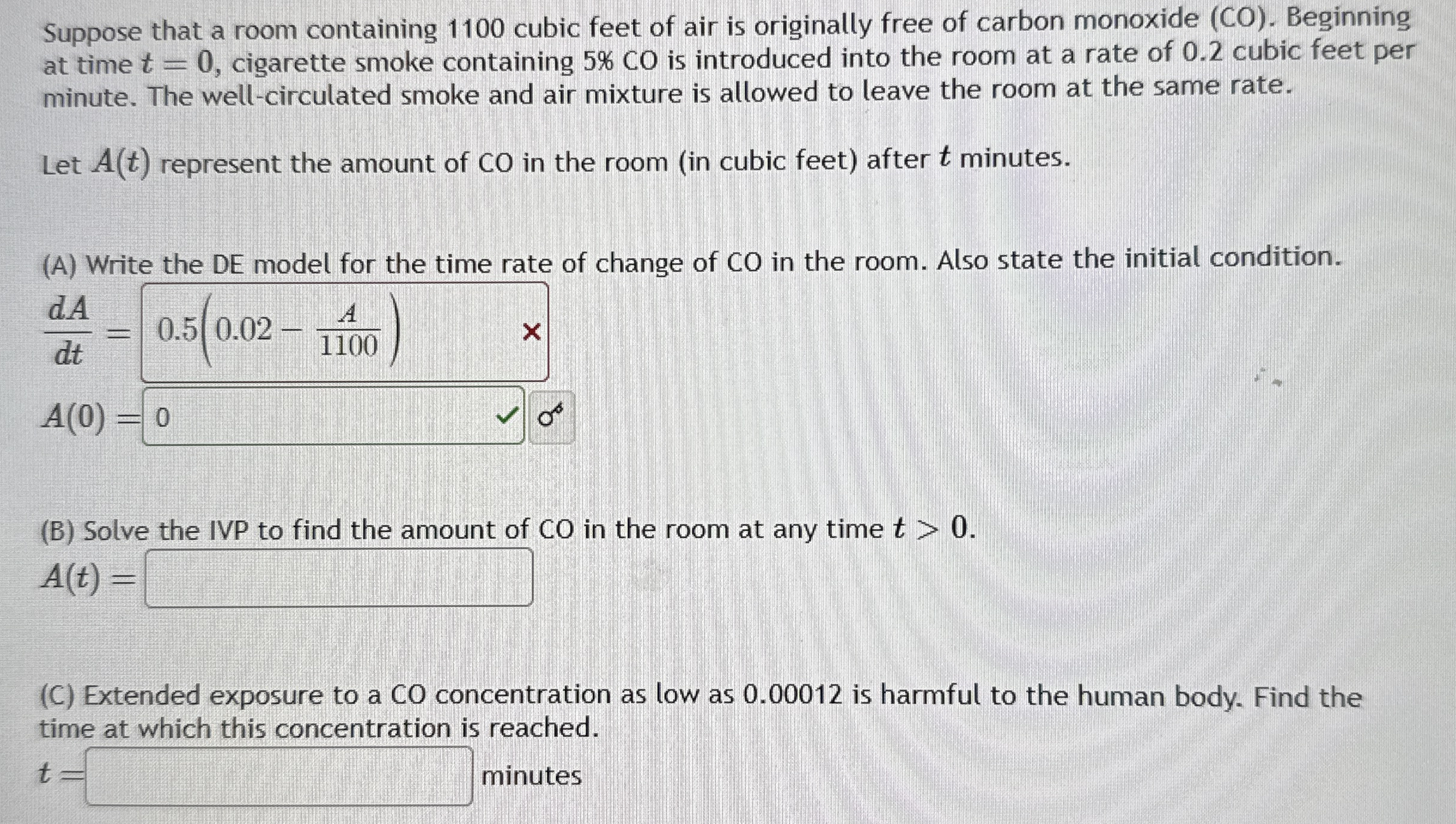 Suppose that a room containing 1 1 0 0 cubic feet
