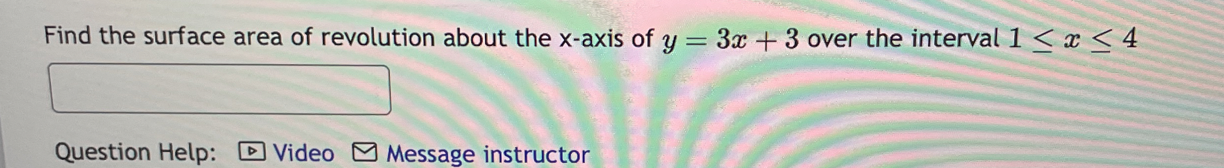 Find the surface area of revolution about the x -