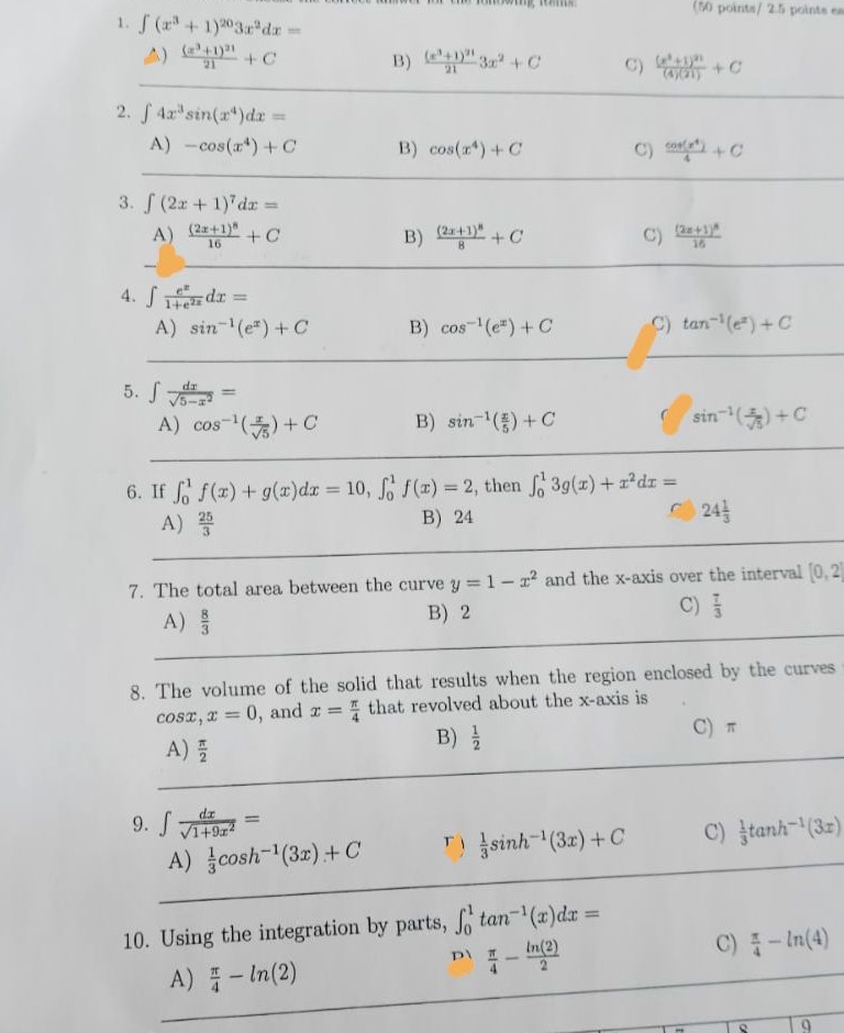 ( x 3 + 1 ) 2 0 3 x 2 d x = poinits / 2 5 pointe