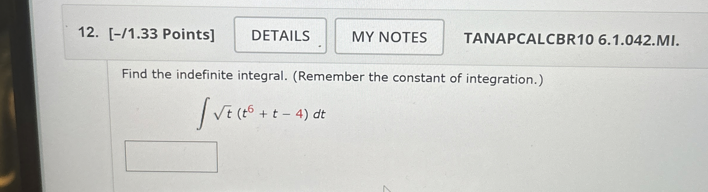 [ - / 1 . 3 3 Points ] TANAPCALCBR 1 0 6 . 1 . 0