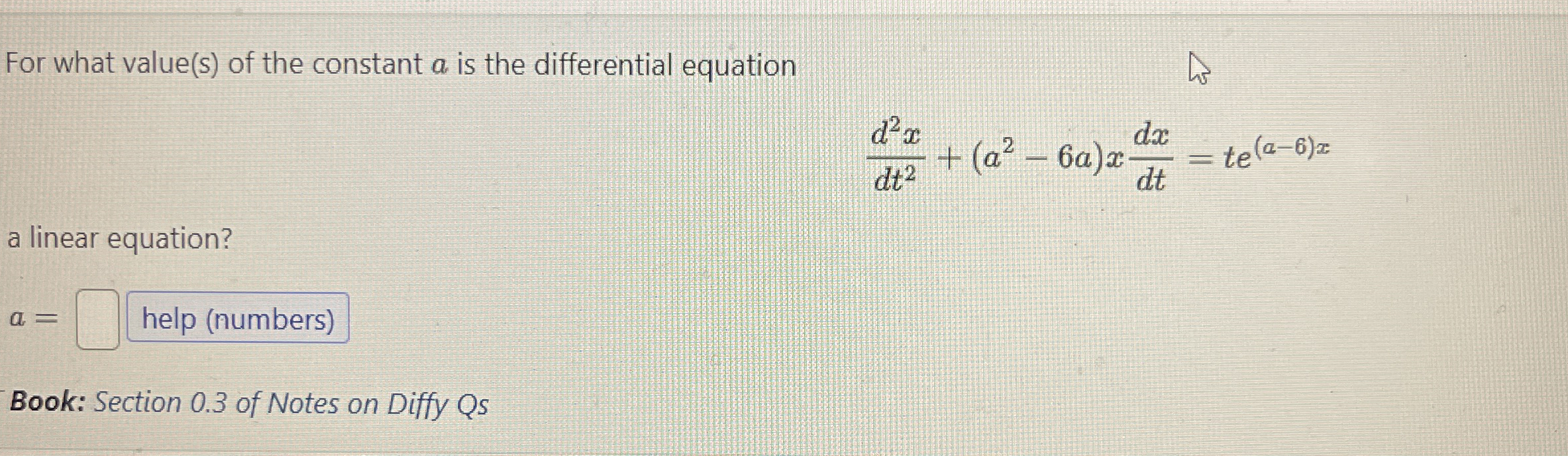 For what value ( s ) of the constant a is the