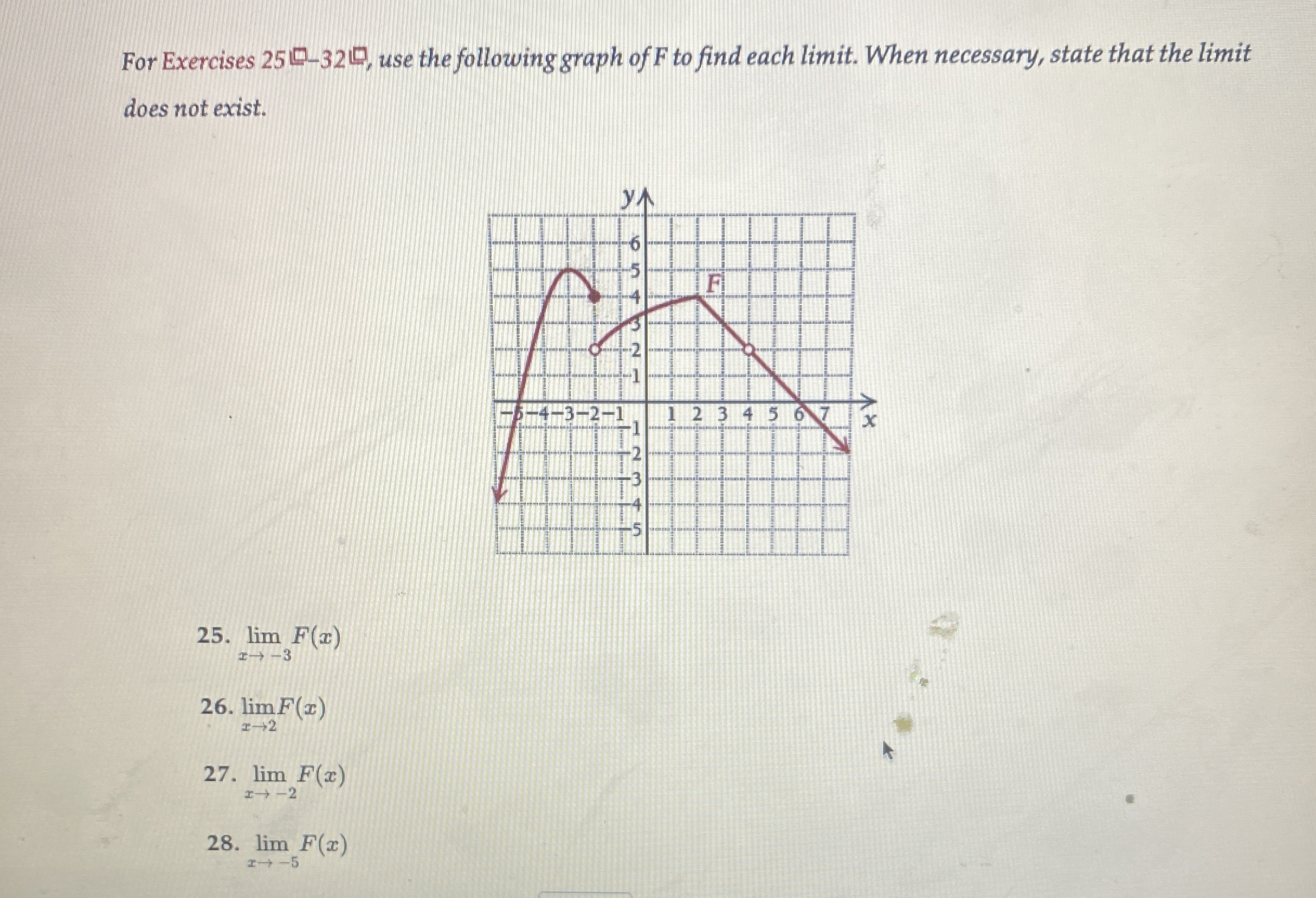 For Exercises 2 5 - 3 2 , use the following graph