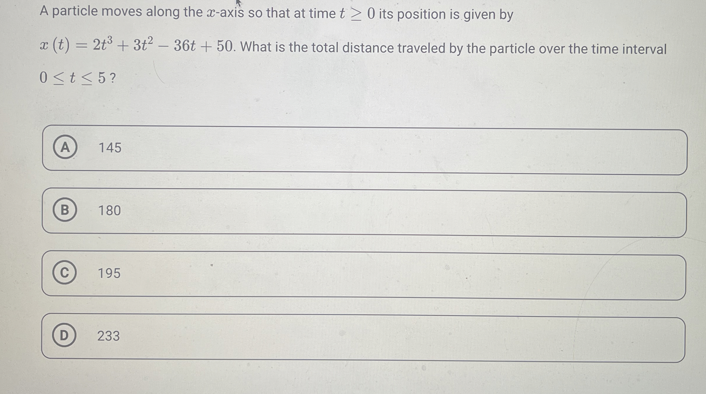 A particle moves along the x - axis so that at