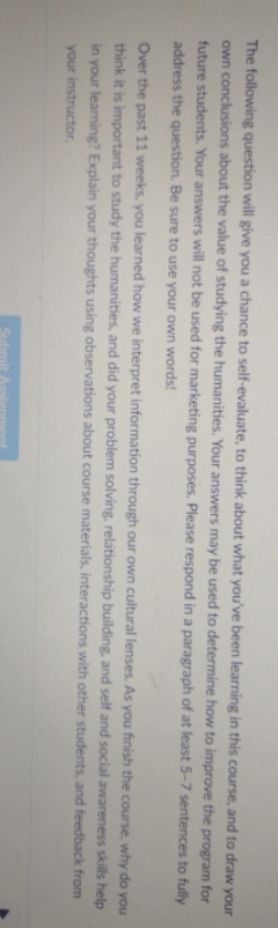 Week 11 Assignment..Your Future Perspective The