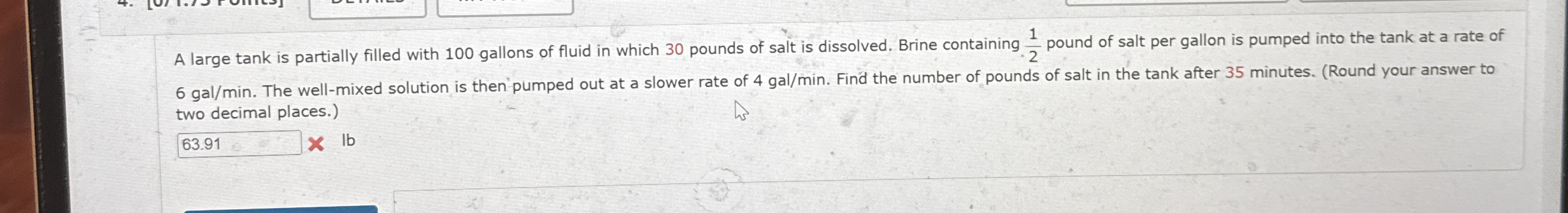 A large tank is partially filled with 1 0 0