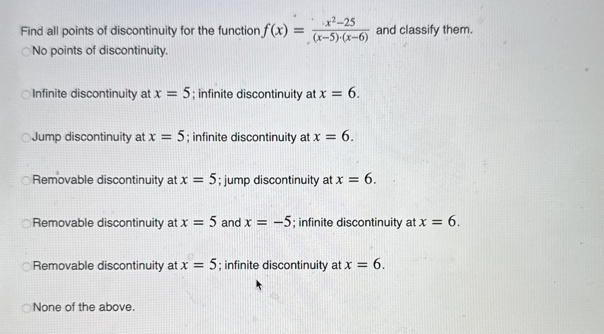 Find all points of discontinuity for the function