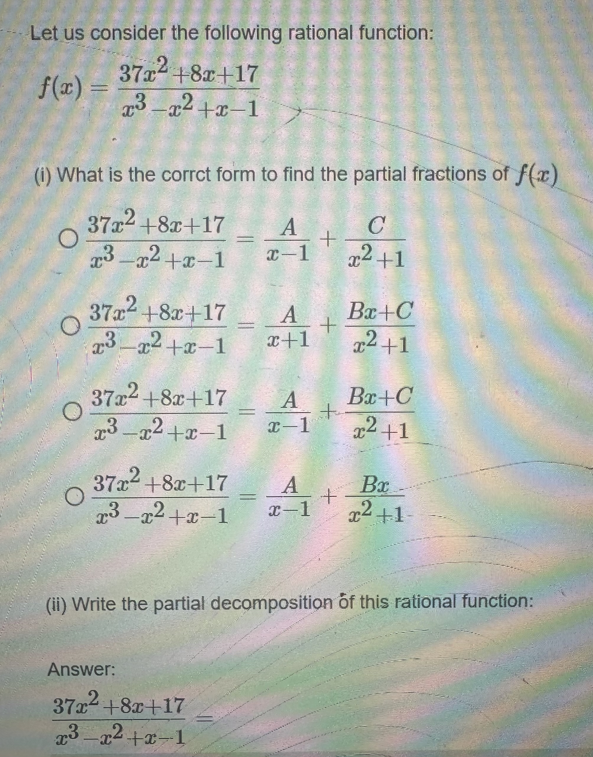 Let us consider the following rational function: