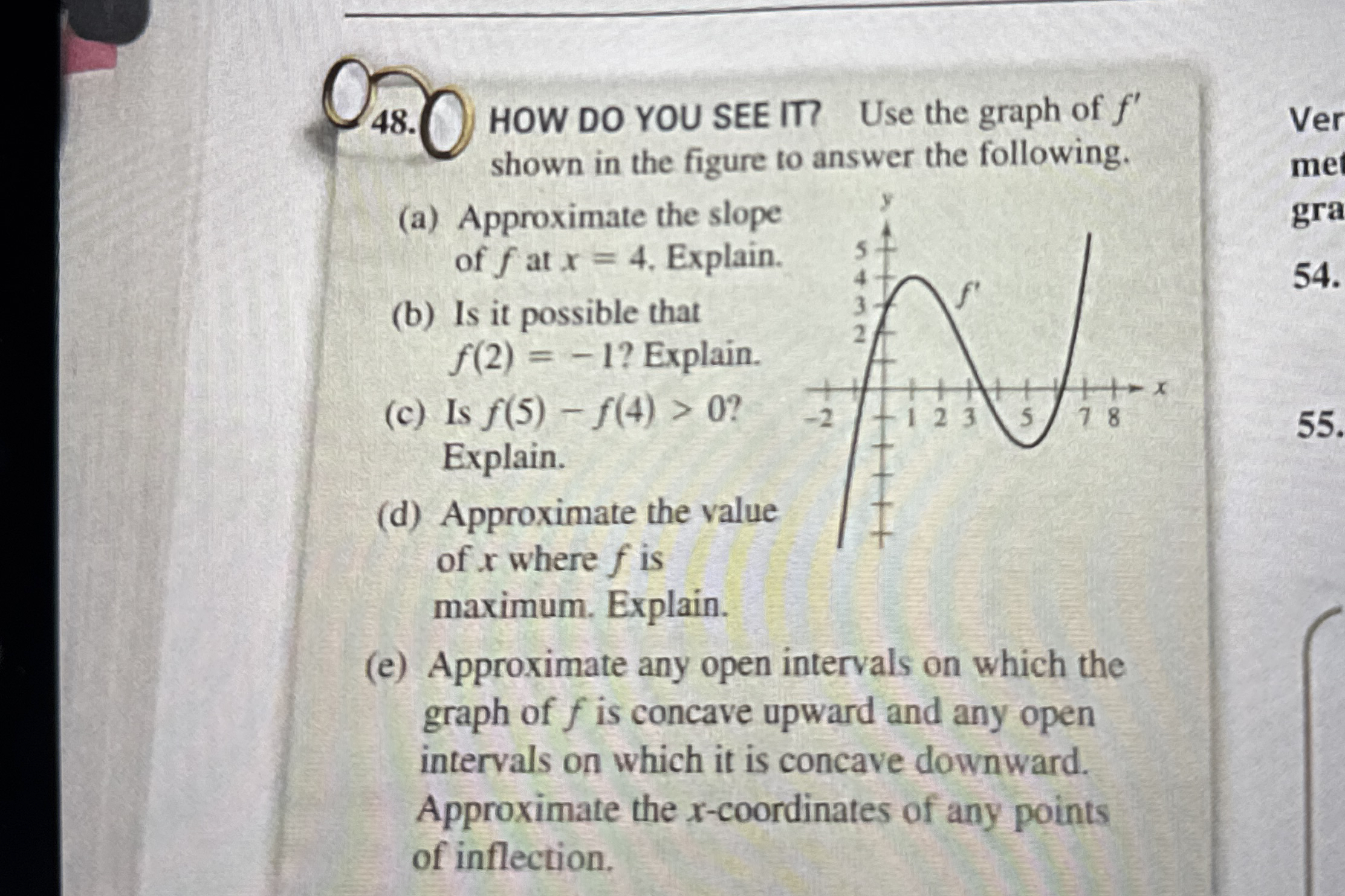 HOW DO YOU SEE IT ? Use the graph of f ' shown in
