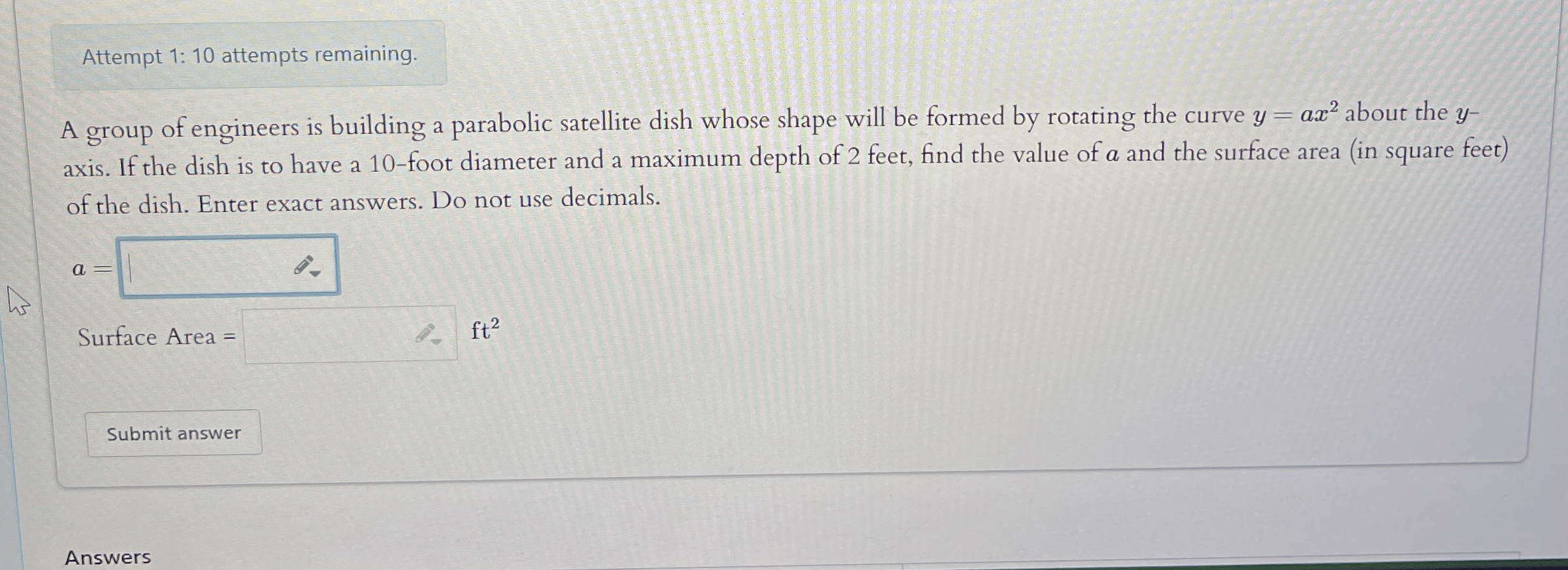 Attempt 1 : 1 0 attempts remaining. A group of