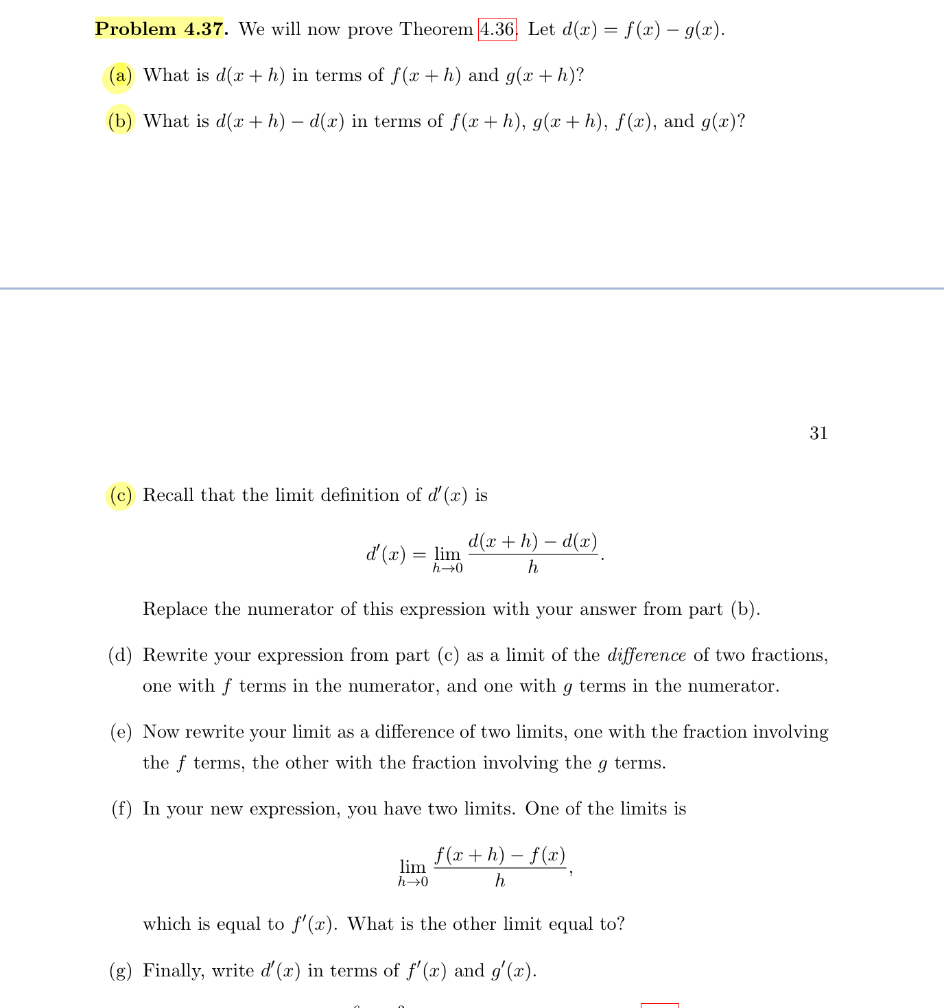 Problem 4 . 3 7 . We will now prove Theorem 4 . 3