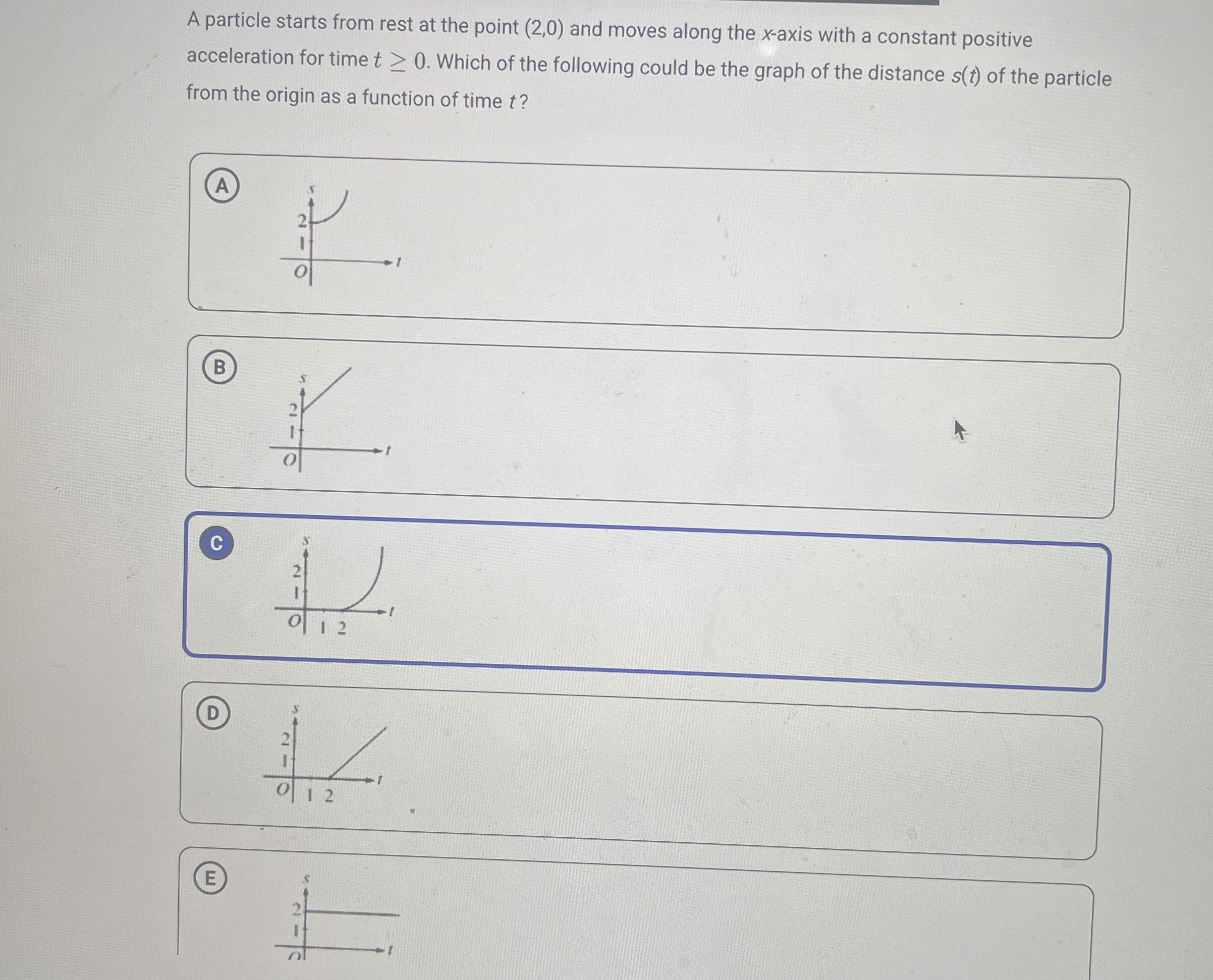 A particle starts from rest at the point ( 2 , 0
