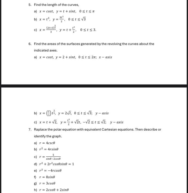 give me simple solution ( Parametric Equations