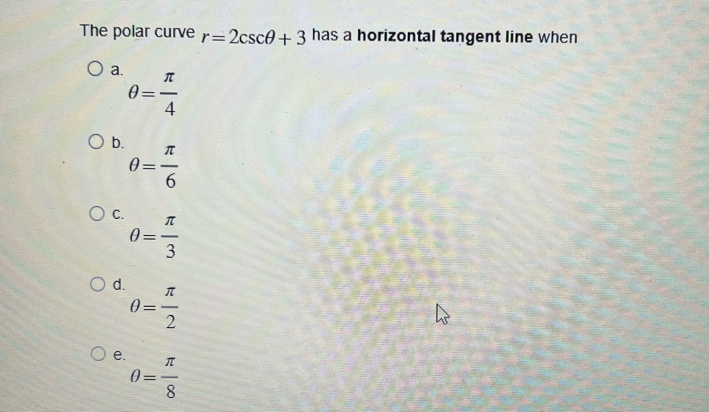 The polar curve r = 2 c s c 3 has a horizontal