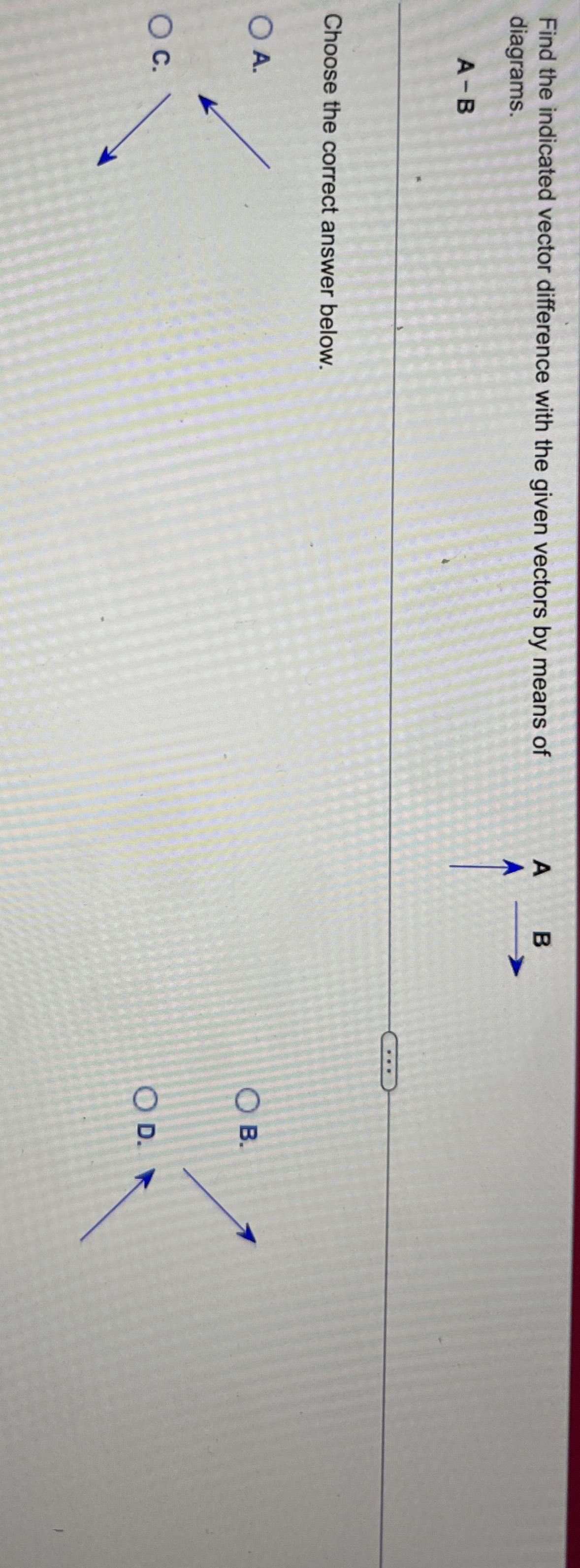Find the indicated vector difference with the