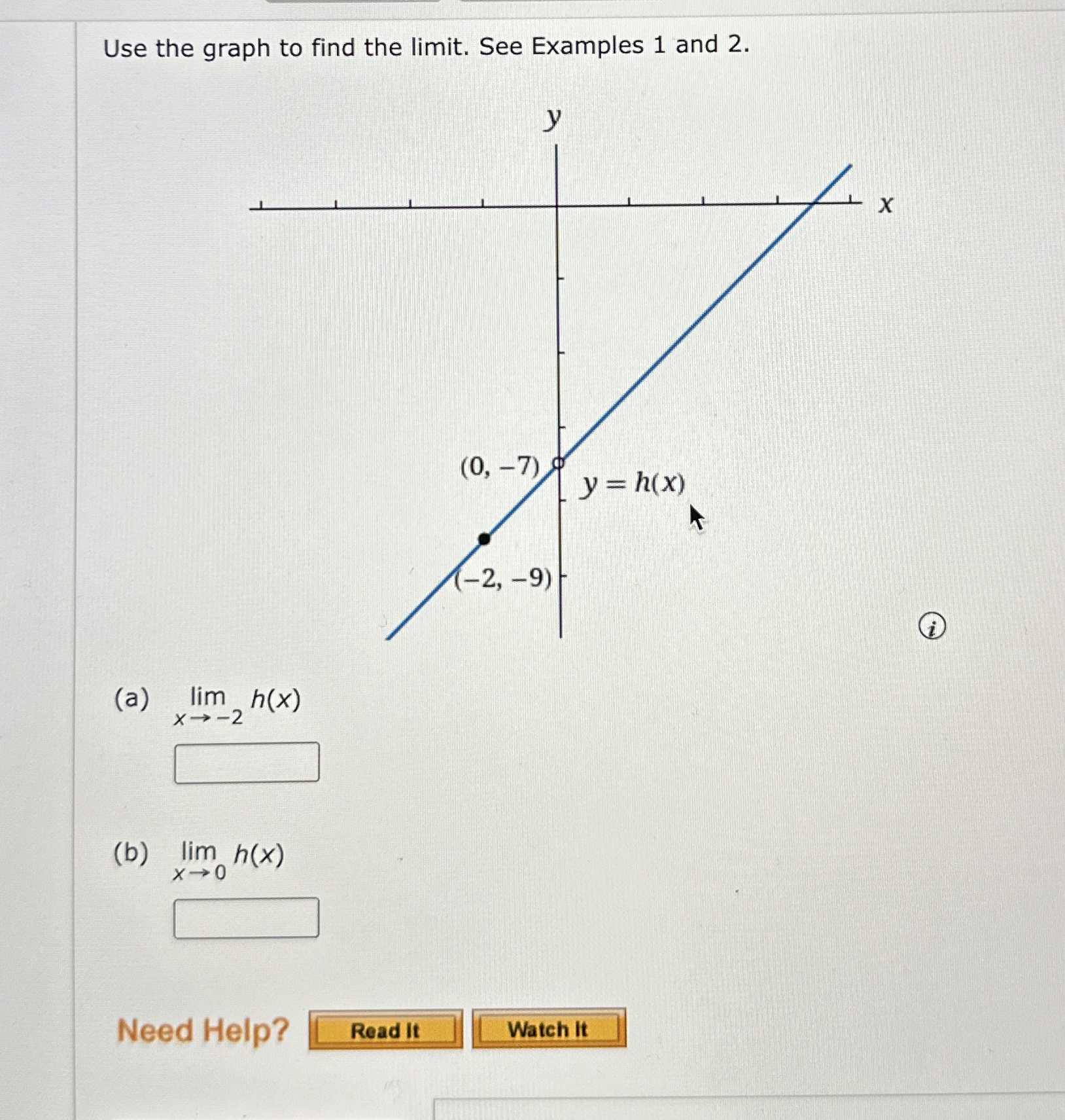 Use the graph to find the limit . See Examples 1
