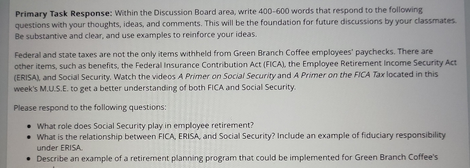 Primary Task Response: Within the Discussion