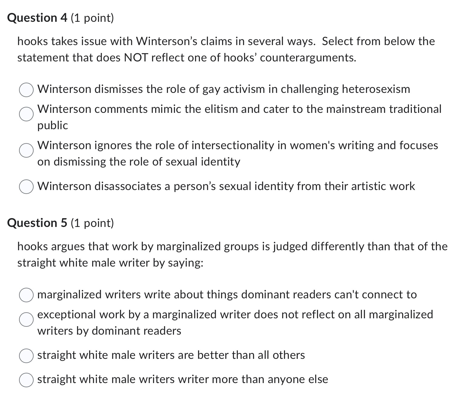 Need help Question 4 (1 point) hooks takes issue