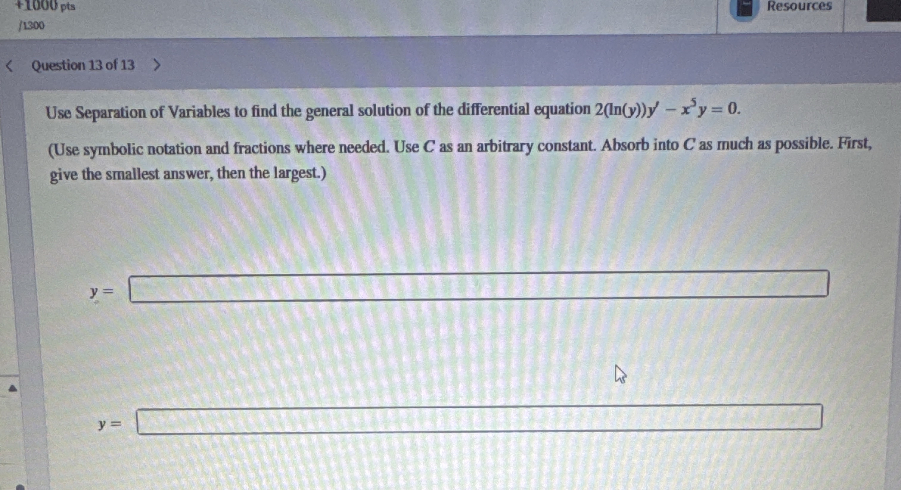 + 1 0 0 0 pts / 1 3 0 0 Question 1 3 of 1 3 Use