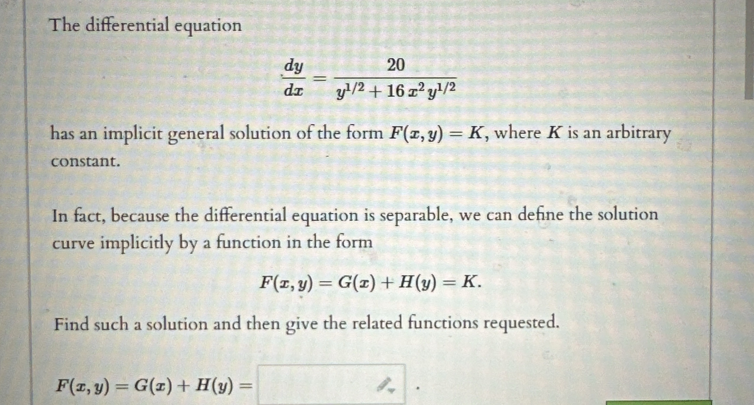 The differential equation d y d x = 2 0 y 1 2 + 1
