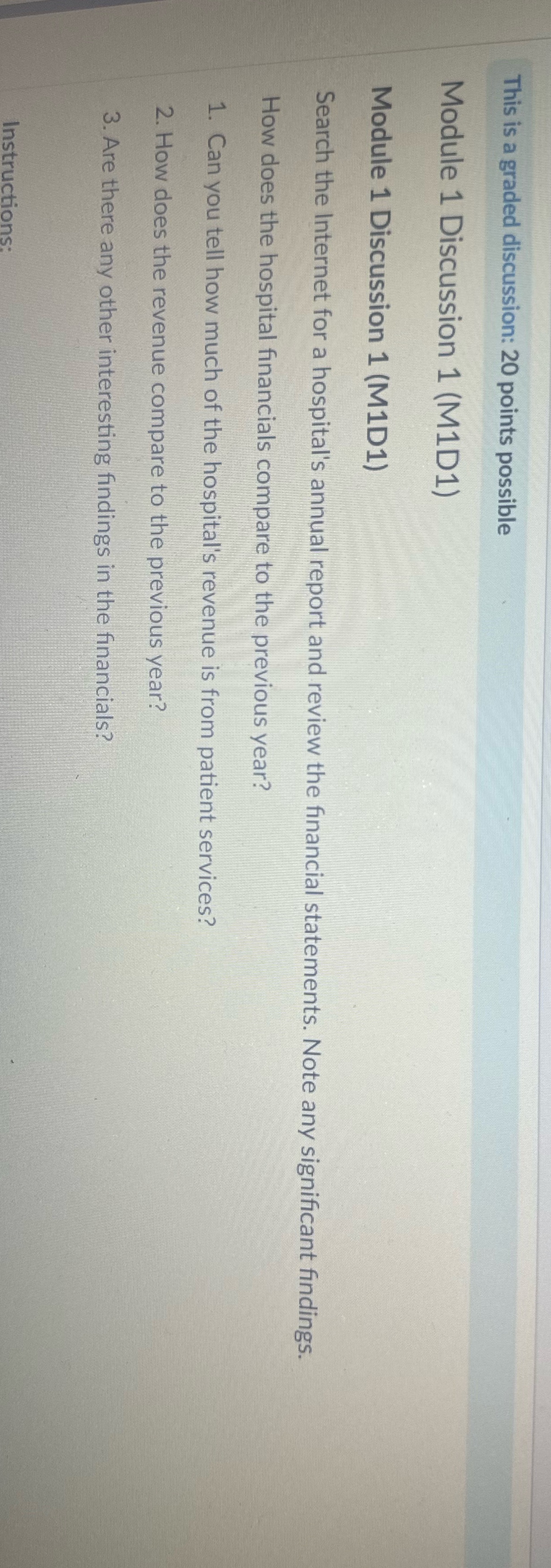 This is a graded discussion: 20 points possible