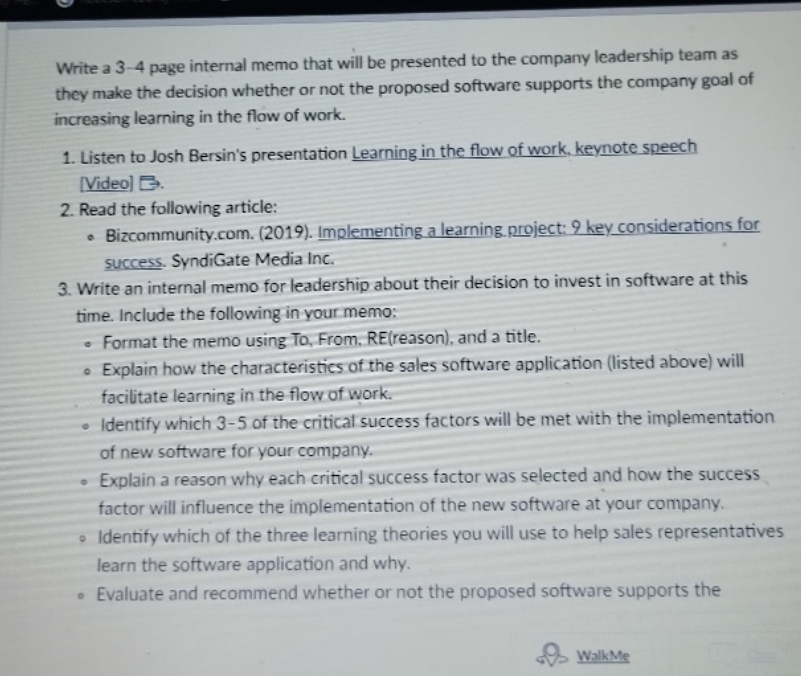 Write a 3-4 page internal memo that will be