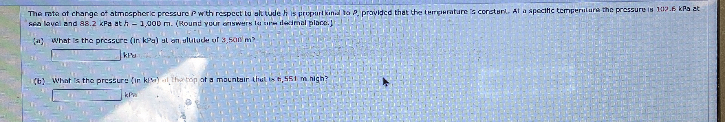 The rate of change of atmospheric pressure P with