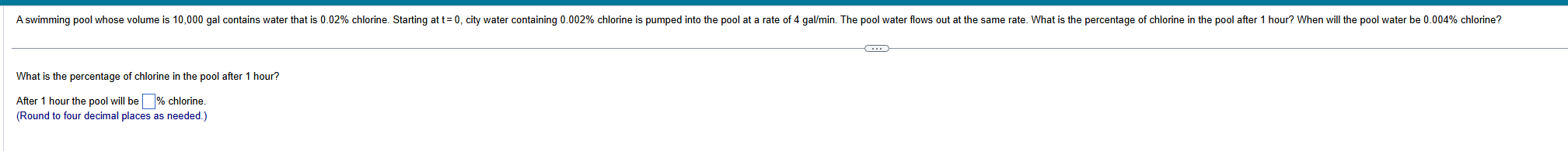 What is the percentage of chlorine in the pool