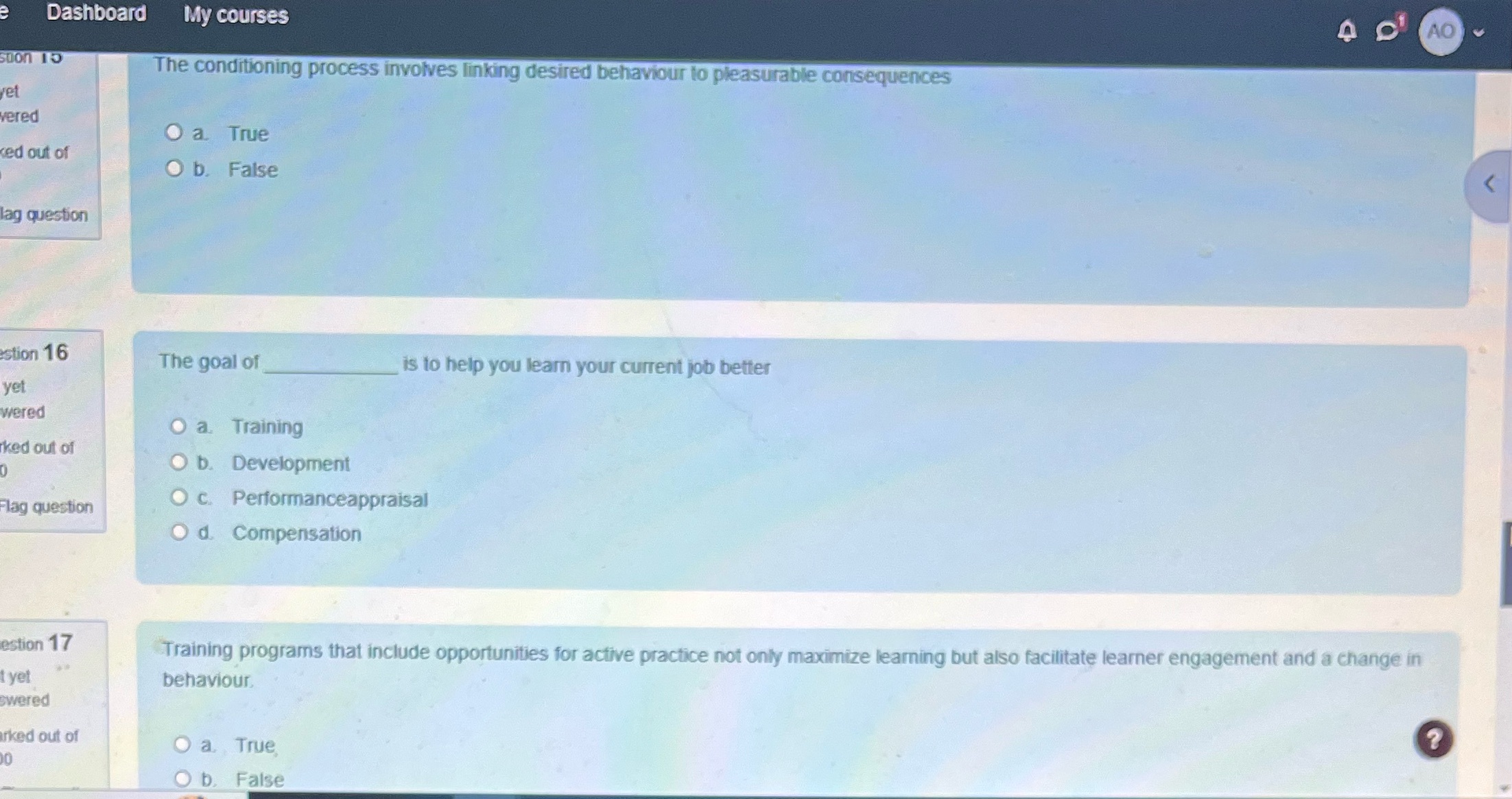Dashboard My courses AO Soon TO The conditioning