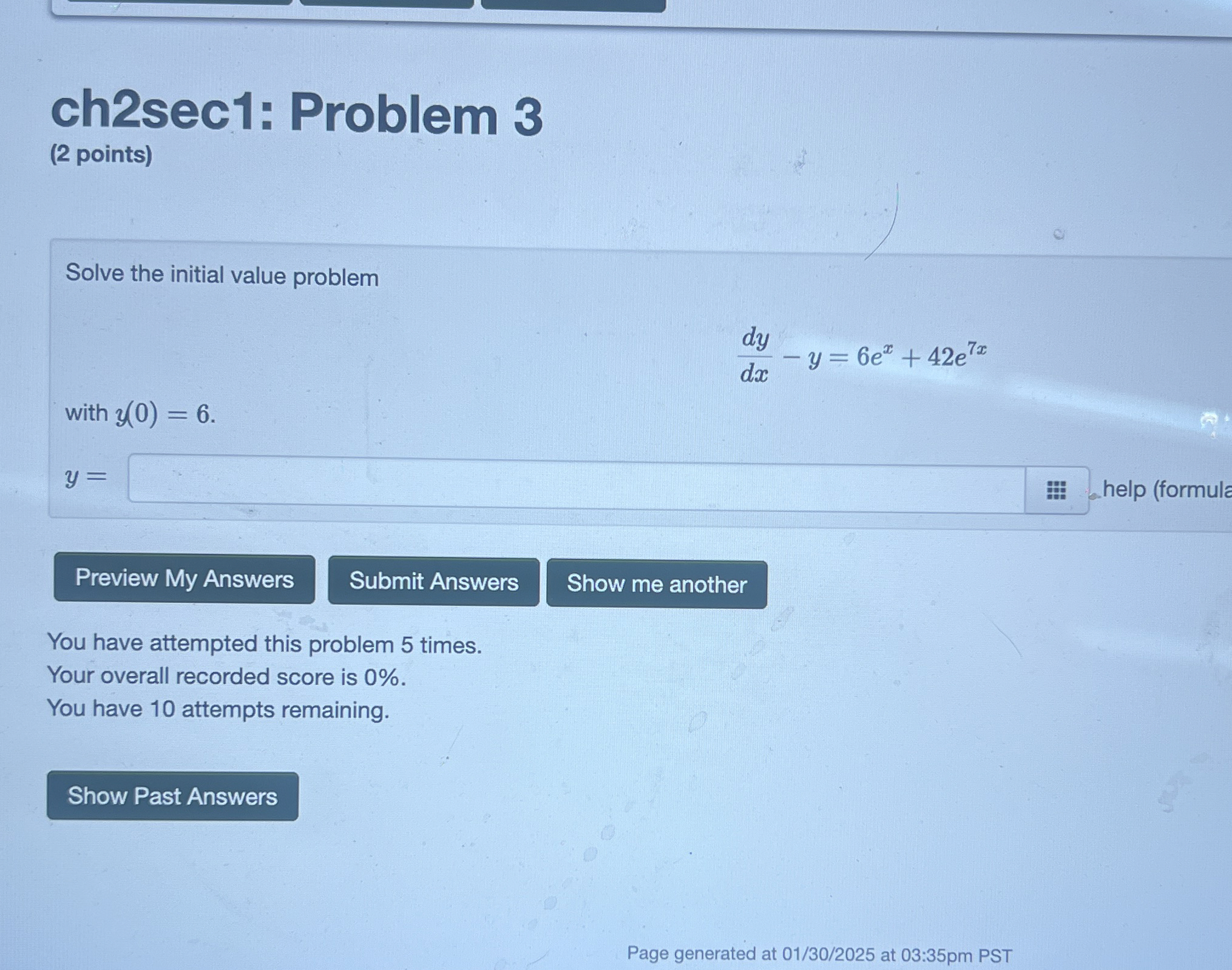 ch 2 sec 1 : Problem 3 ( 2 points ) Solve the