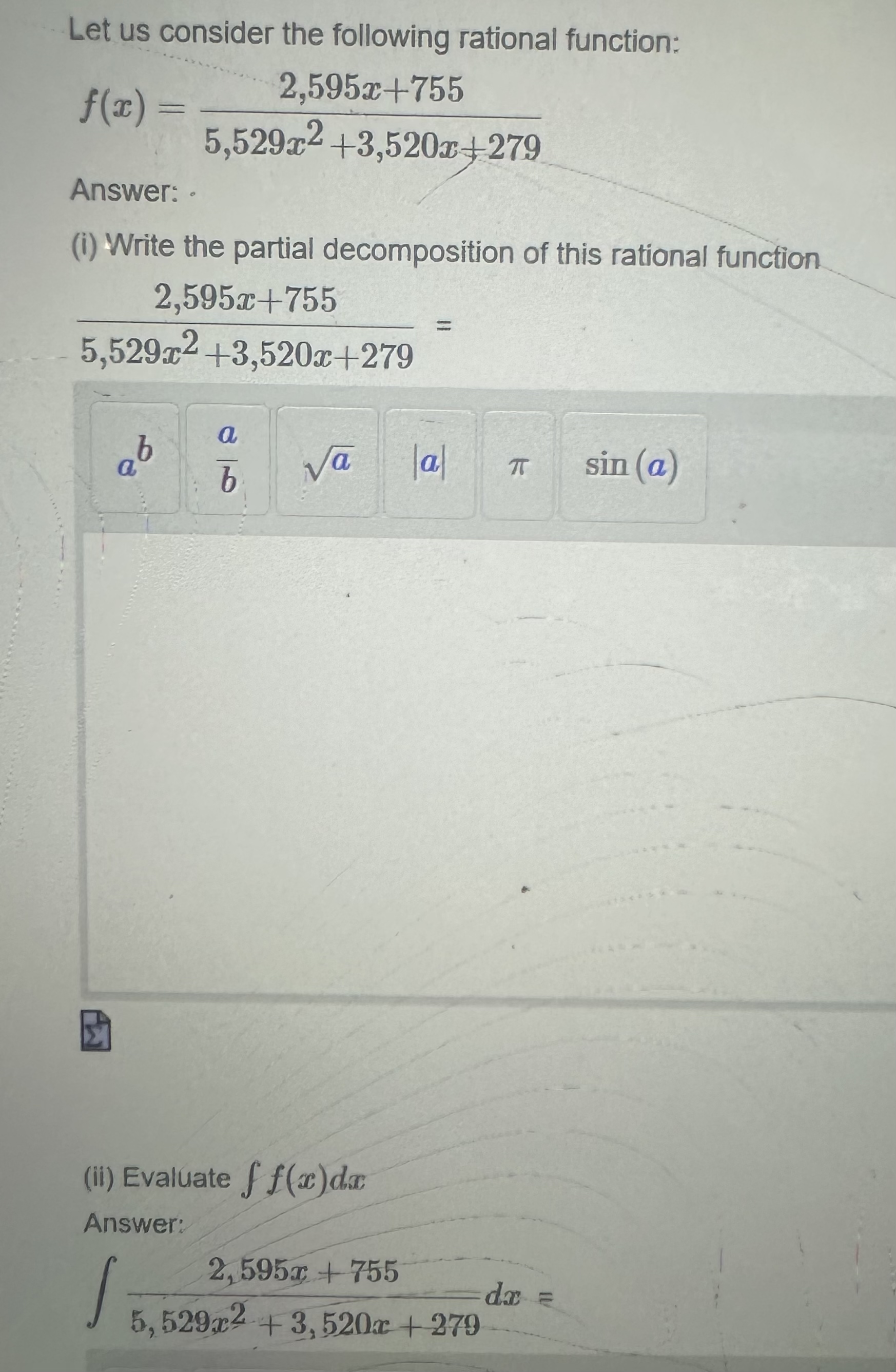 Let us consider the following rational function: