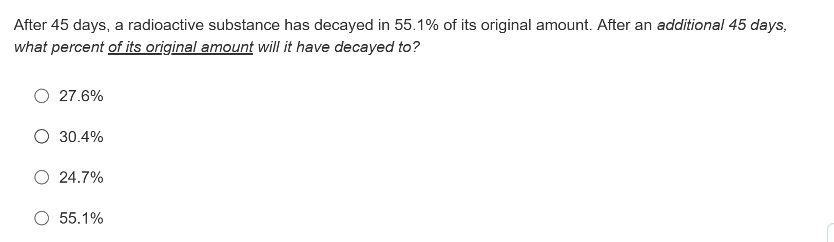 After 4 5 days, a radioactive substance has