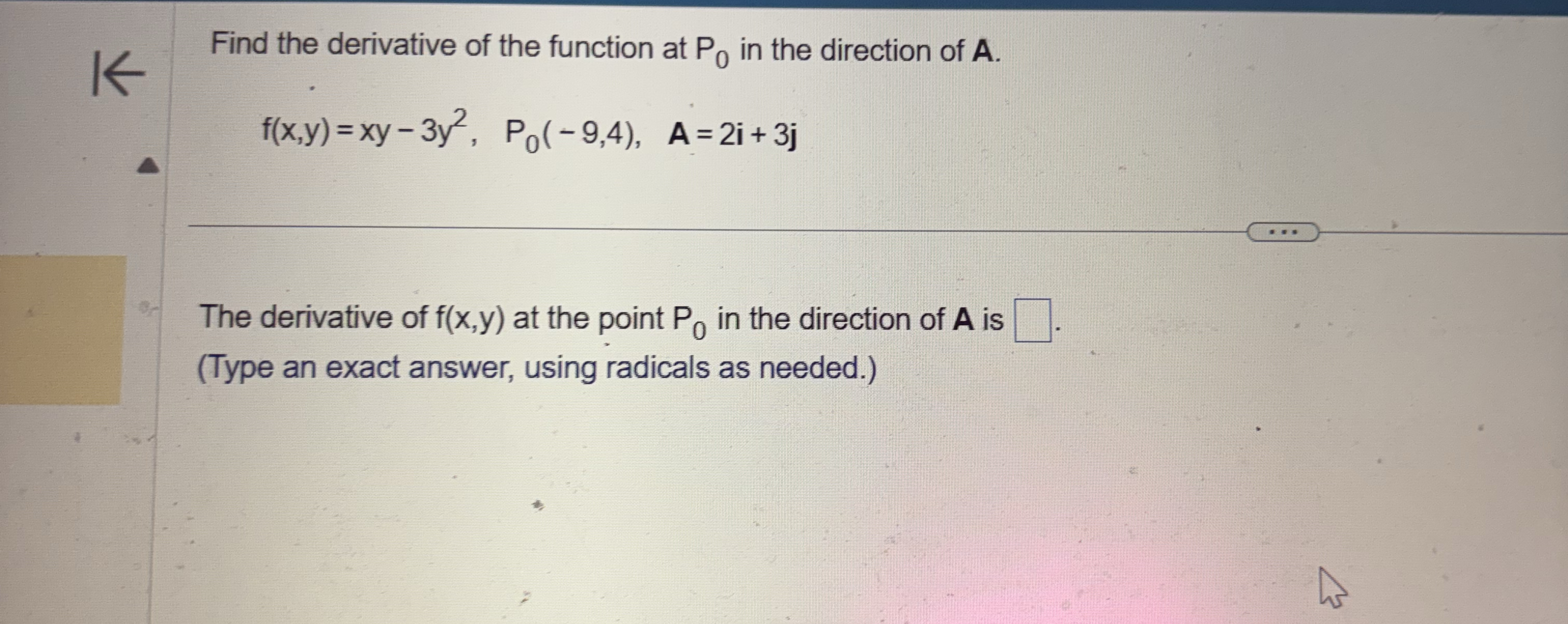 Find the derivative of the function at P 0 in the