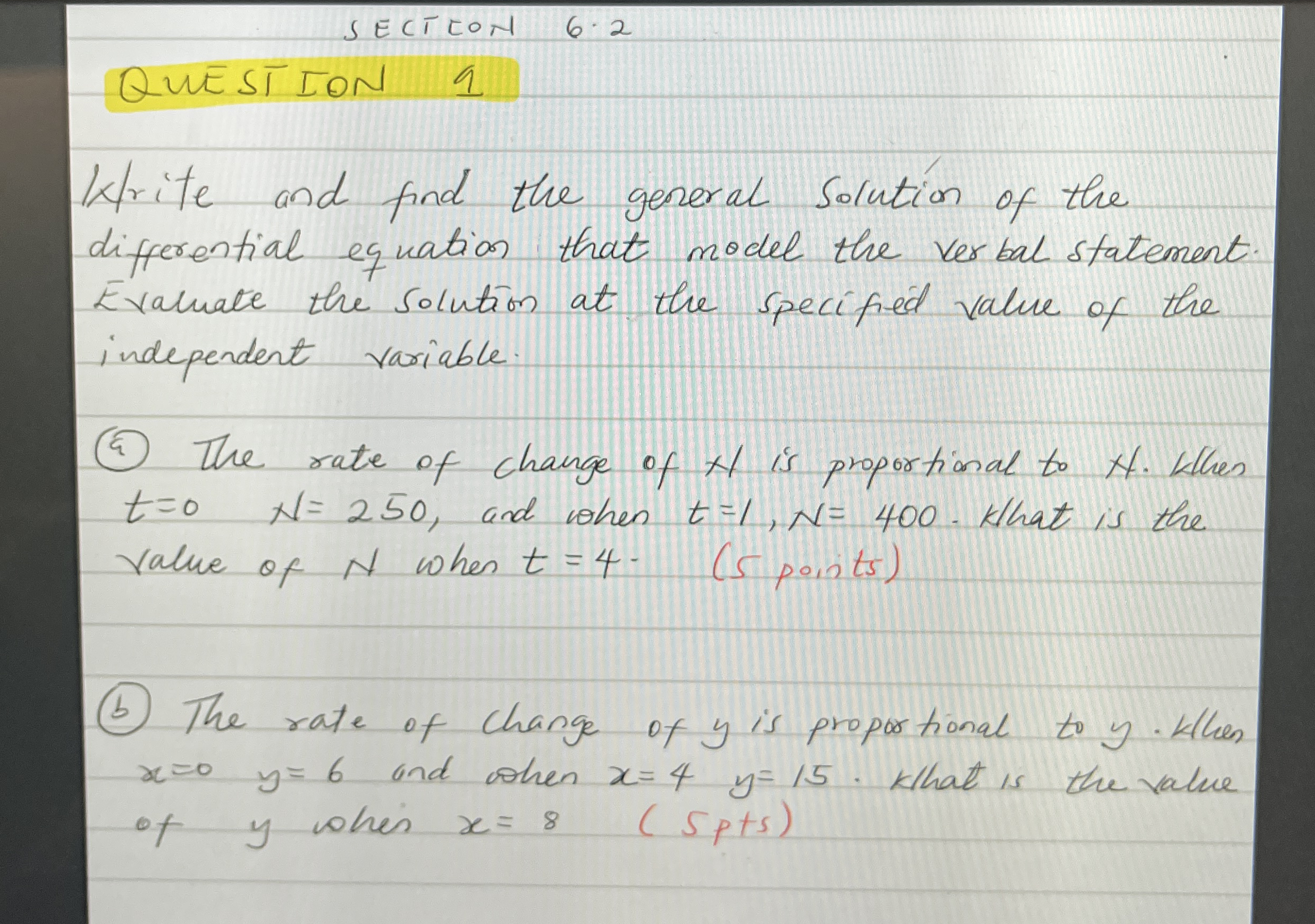 SECTEON 6 . 2 QUESTION 1 Write and find the