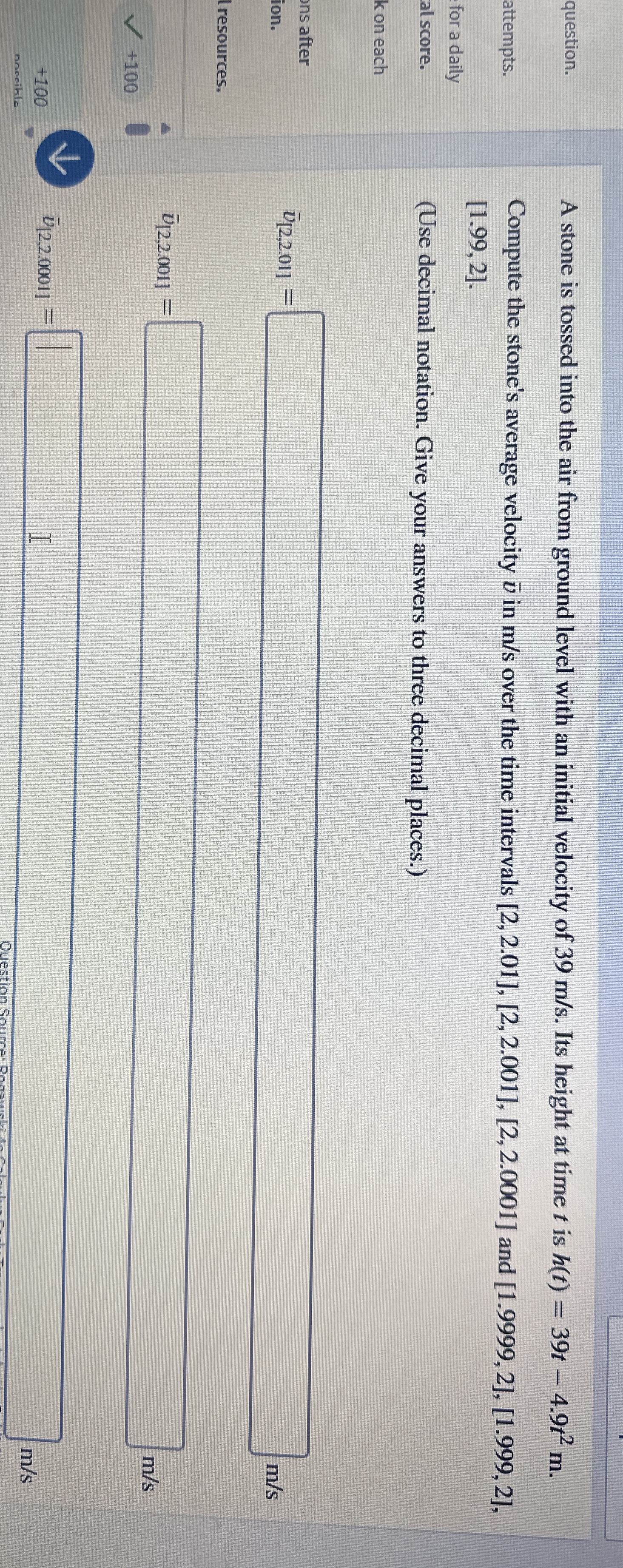 question. attempts. for a daily al score. k on