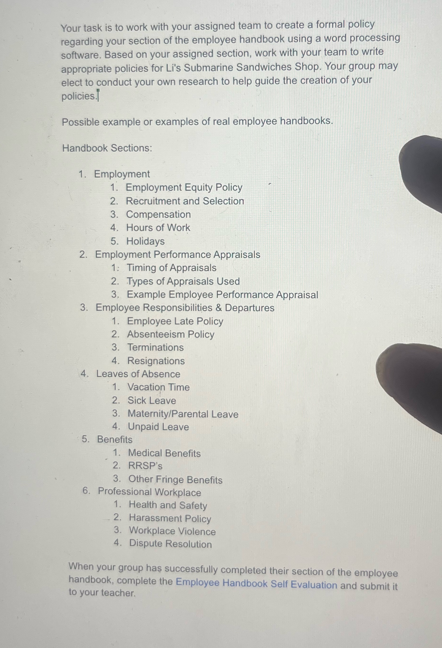 Your task is to work with your assigned team to