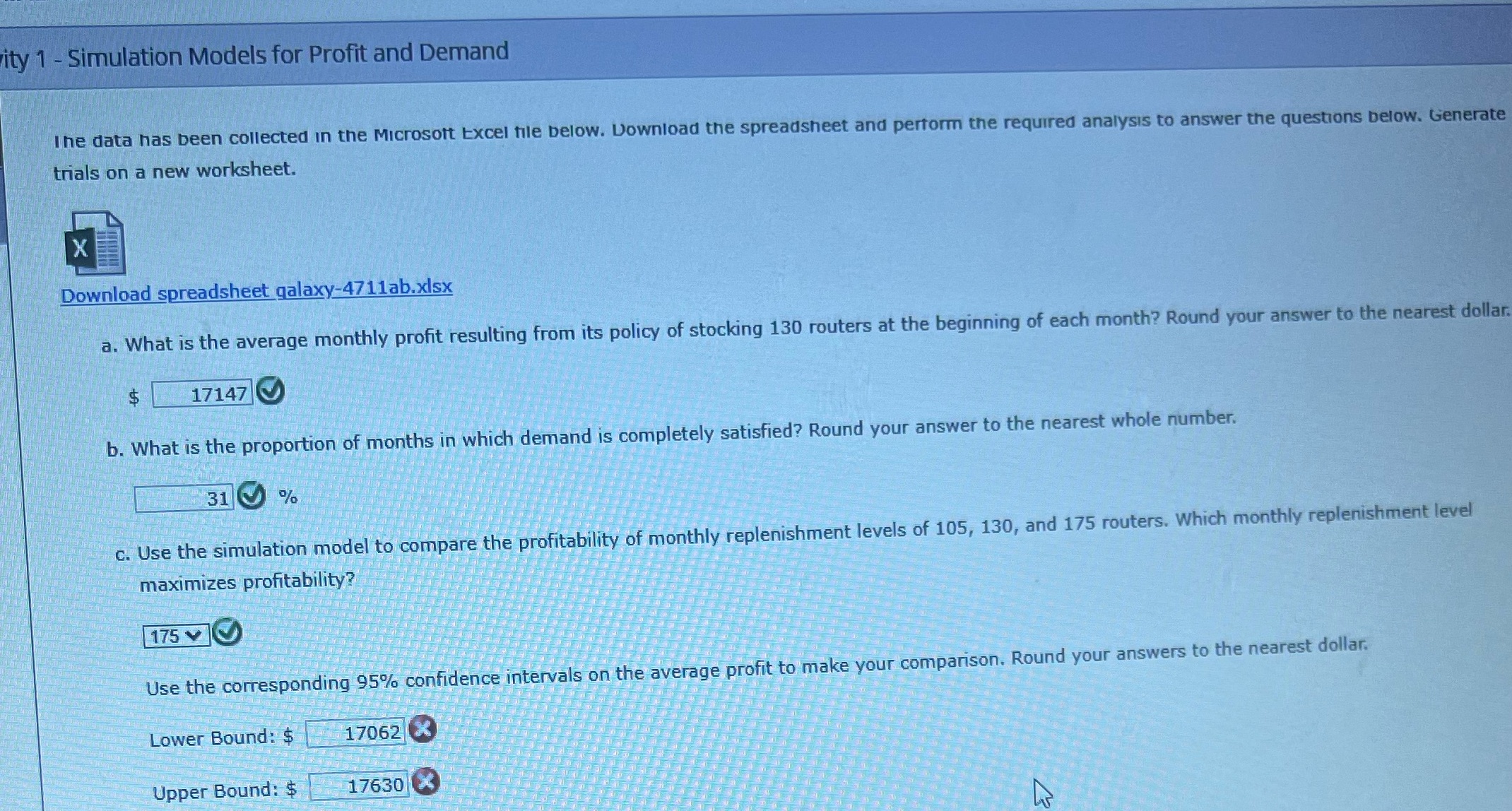 ity 1 - Simulation Models for Profit and Demand I