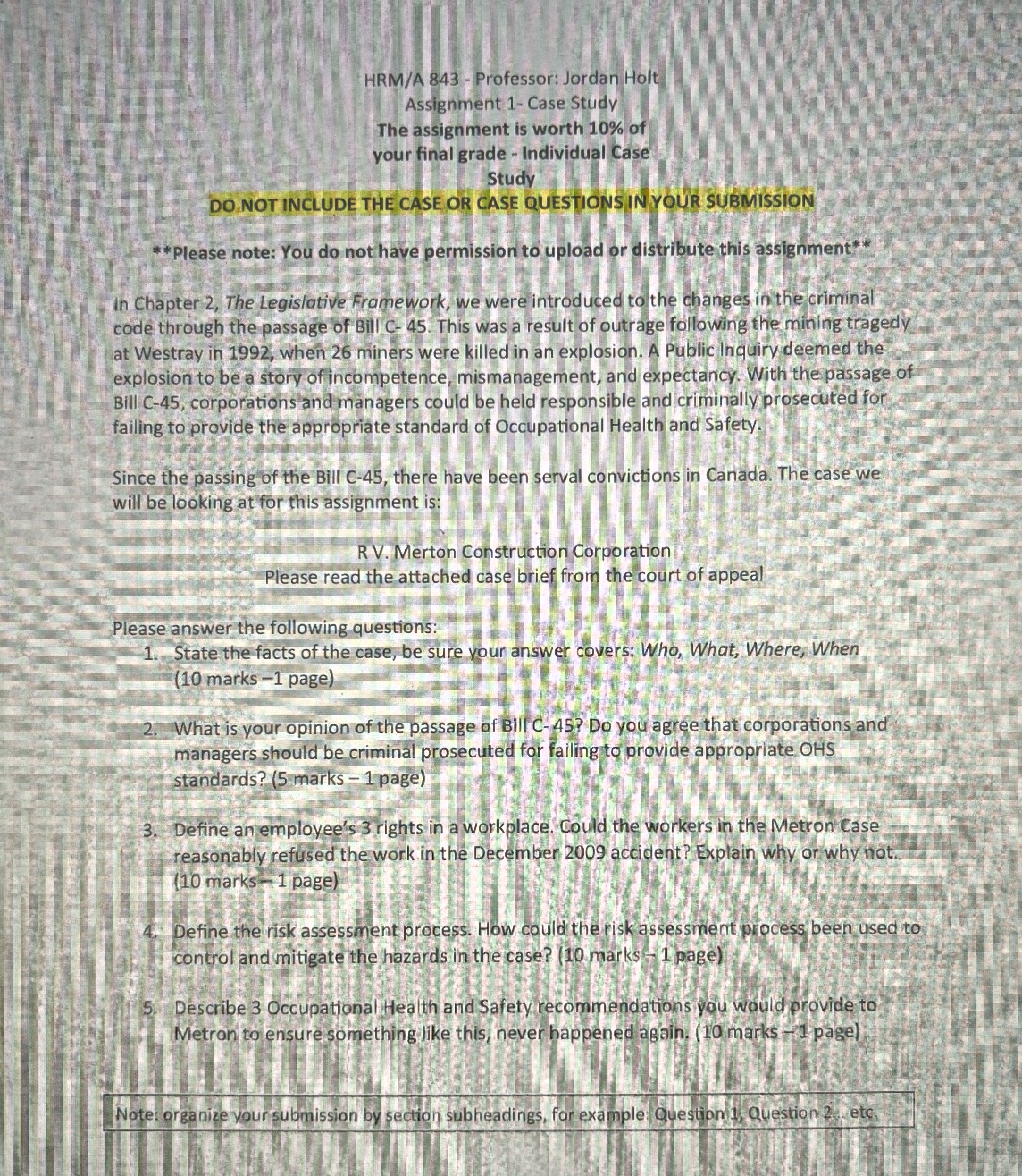 HRM/A 843 - Professor: Jordan Holt Assignment 1-