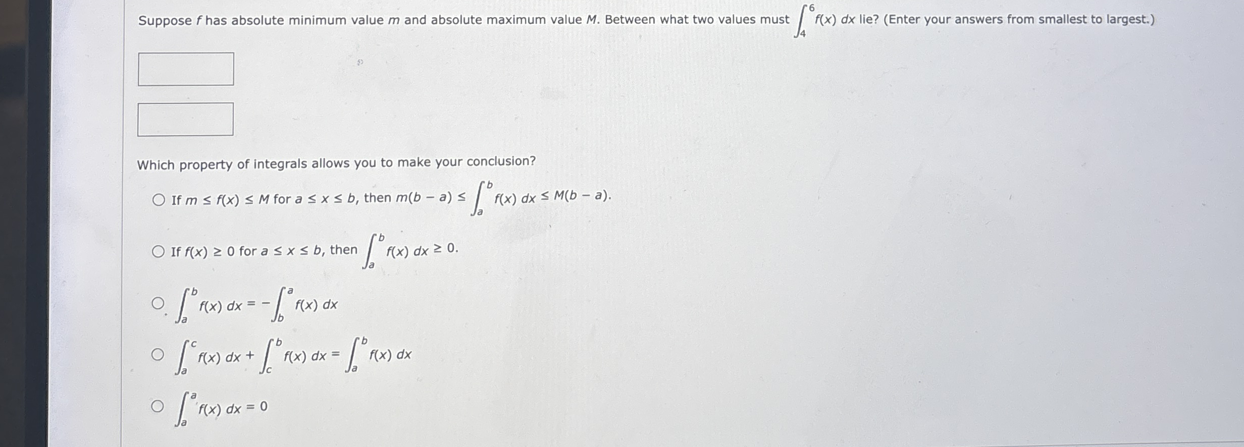 Suppose f has absolute minimum value m and