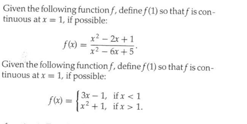 Given the following function f , define f ( 1 )