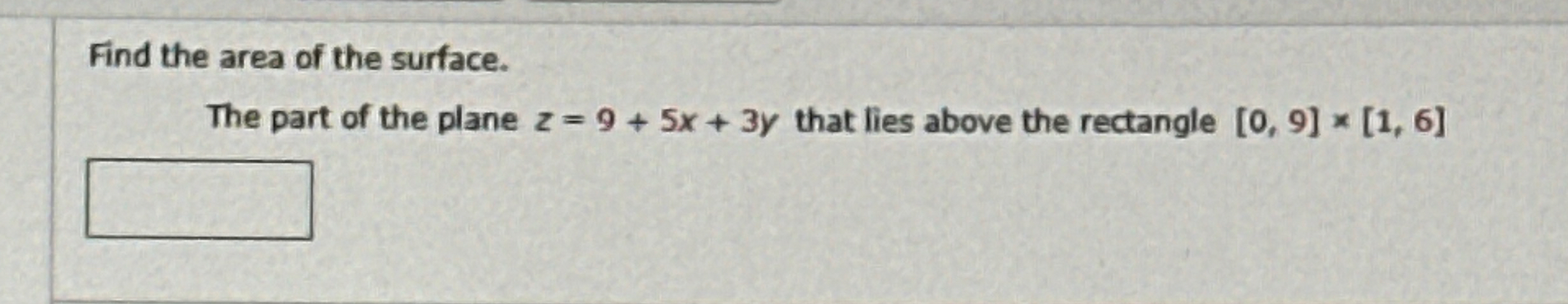 Find the area of the surface. The part of the