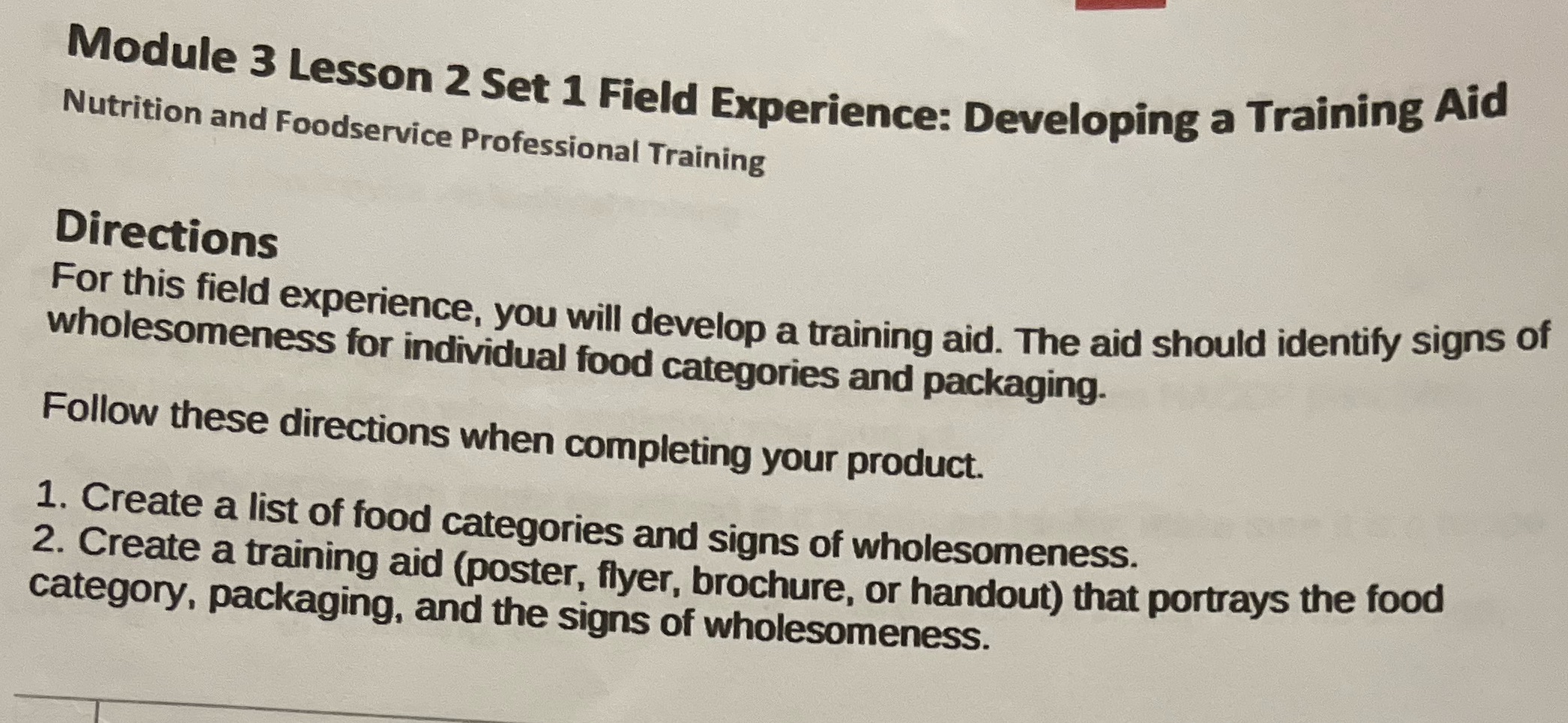 Module 3 Lesson 2 Set 1 Field Experience: