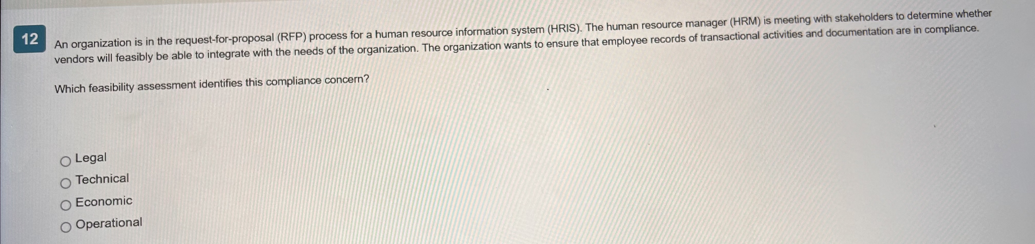 12 An organization is in the request-for-proposal