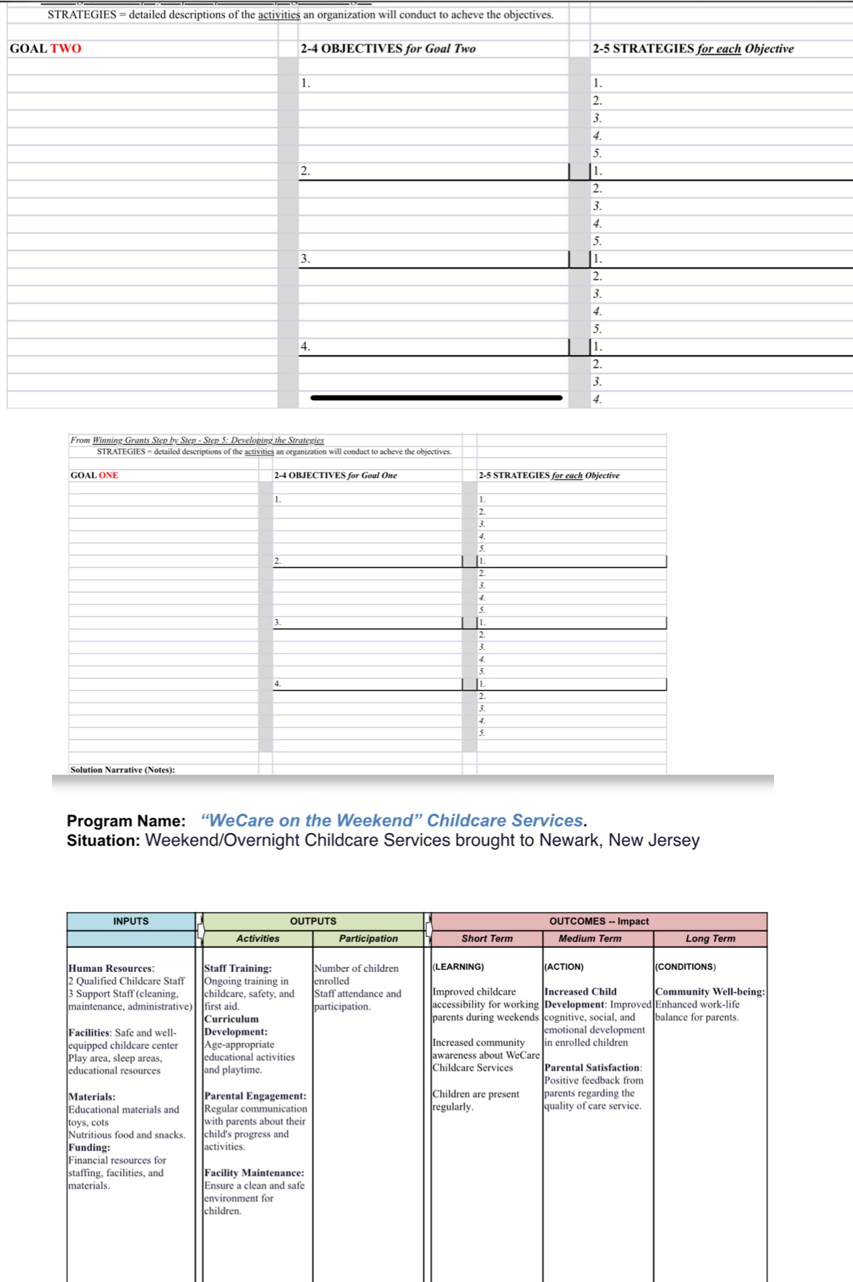 I need help with writing 2+ goals, 2-4 objectives