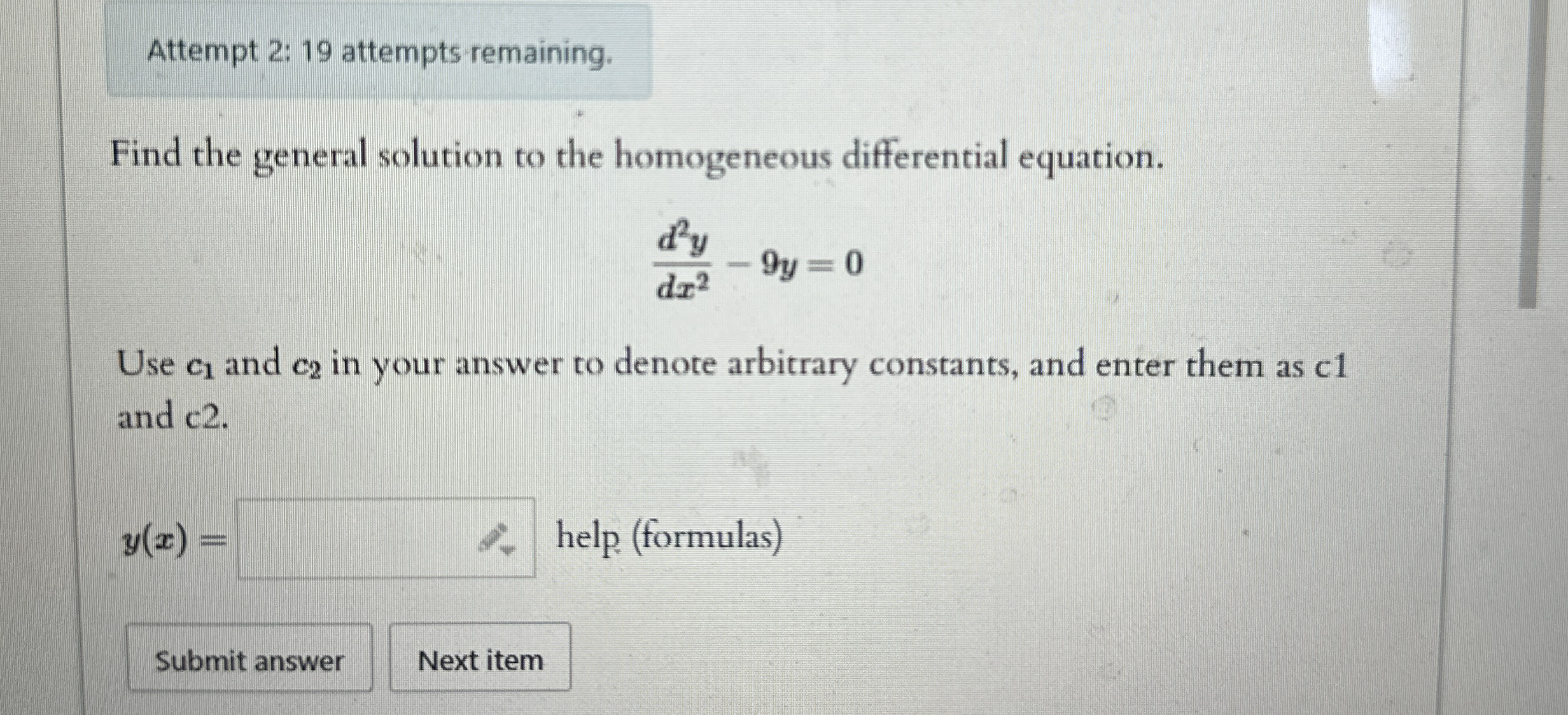 Attempt 2 : 1 9 attempts remaining. Find the
