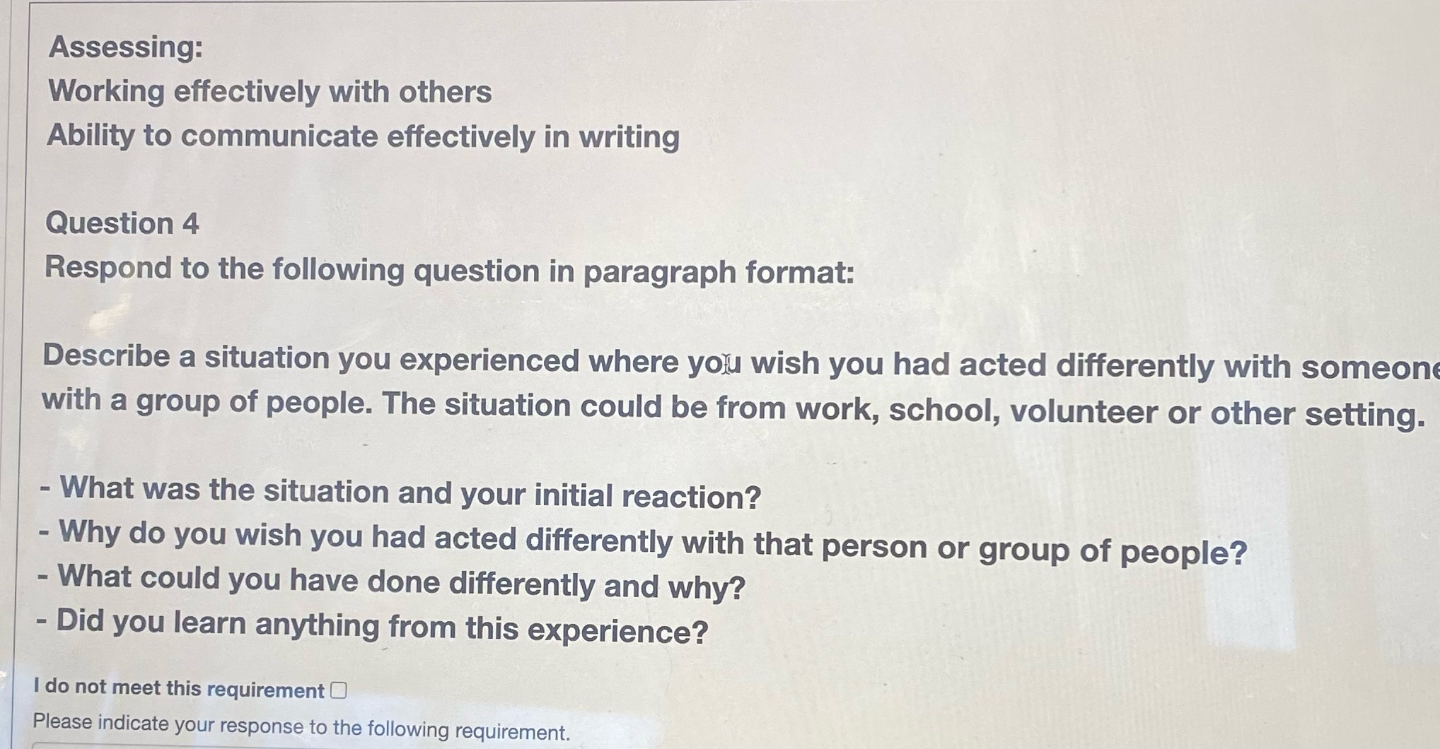 Assessing: Working effectively with others