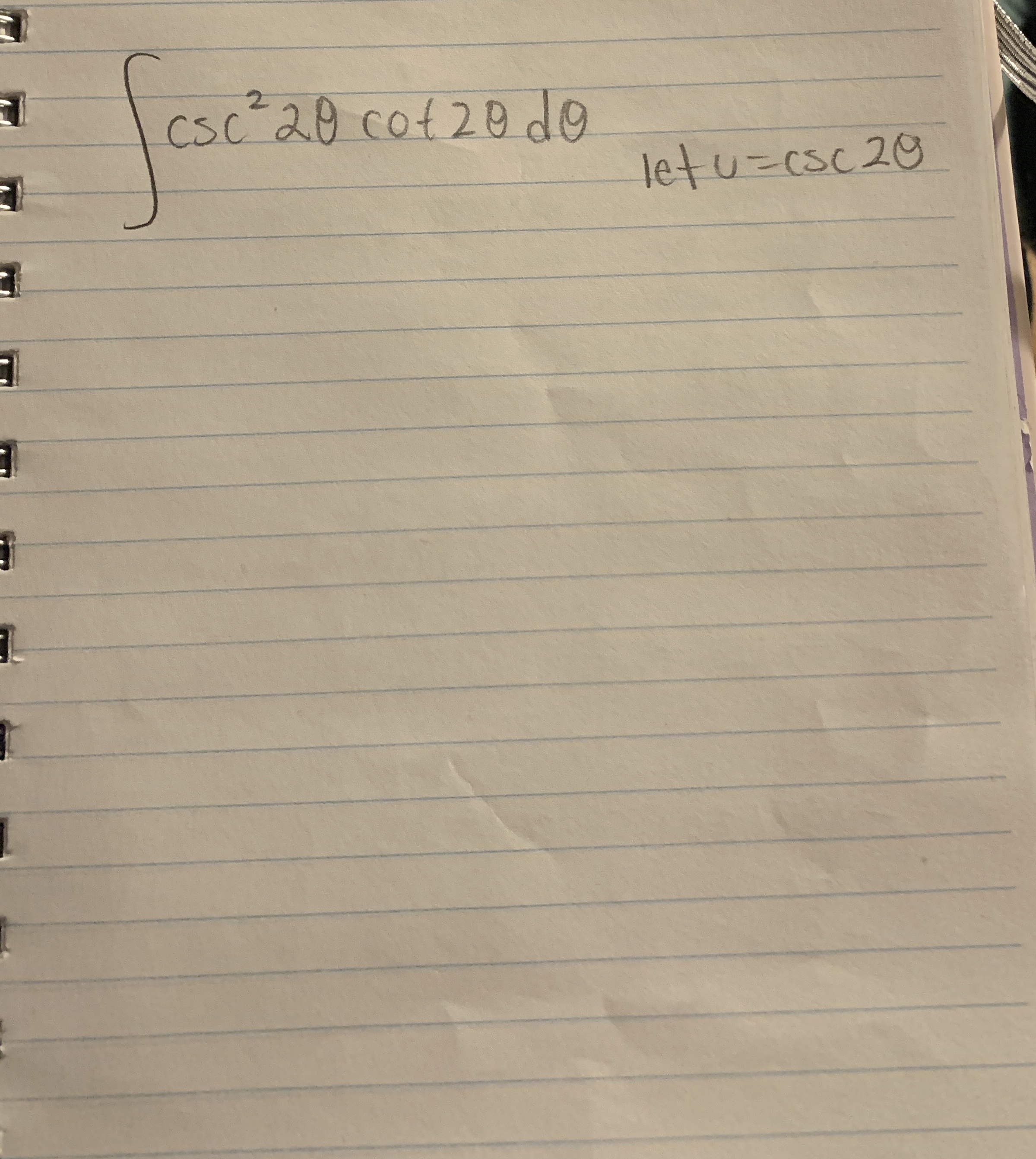 c s c 2 2 c o t 2 d let u = c s c 2
